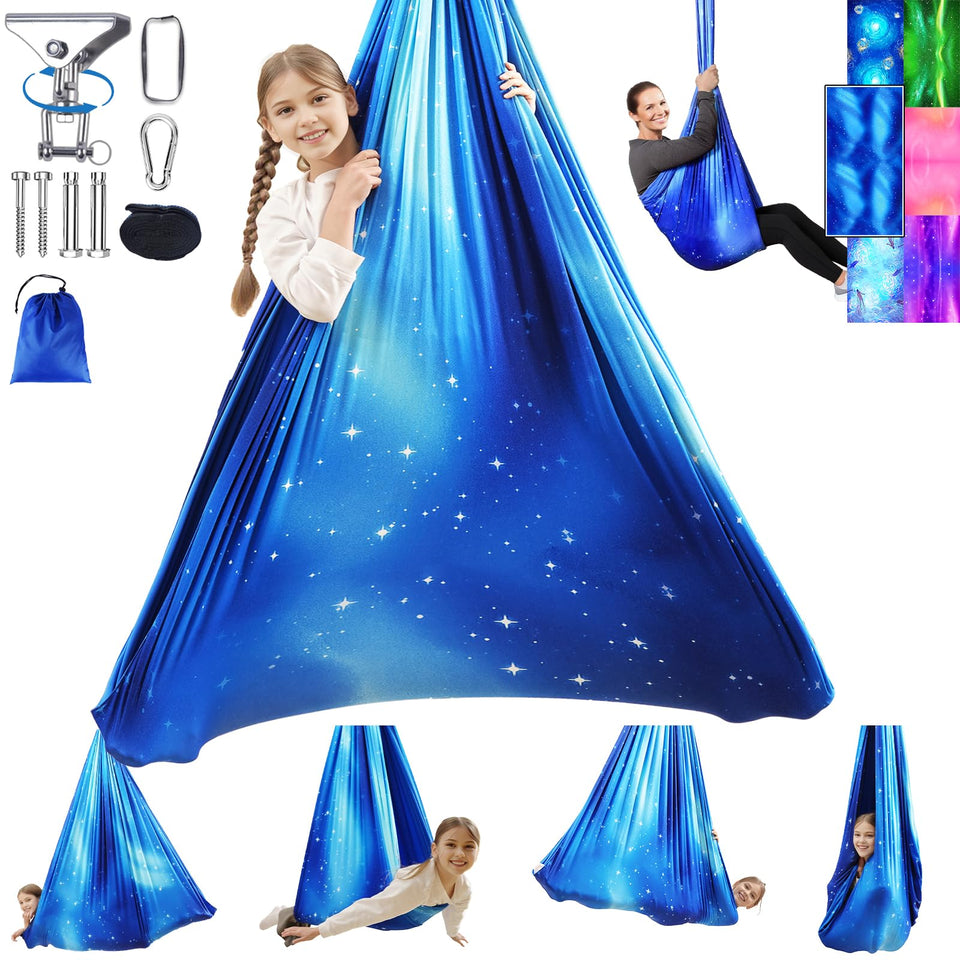 Heyfriday sensory swing double-layer overview demonstrates a calming, versatile setup.
