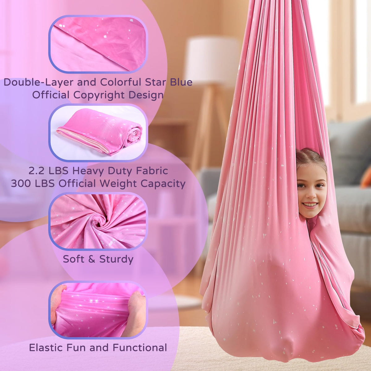 Heyfriday sensory swing installation supports indoor and outdoor versatility for therapy play.