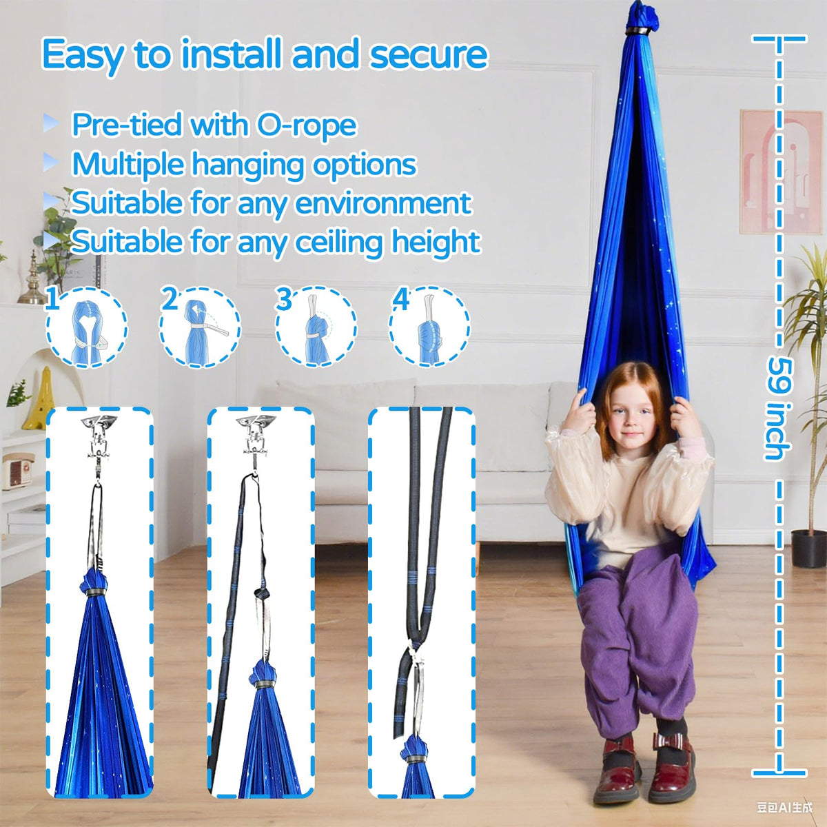 Heyfriday sensory swing being used by kids and teens for gentle vestibular input.