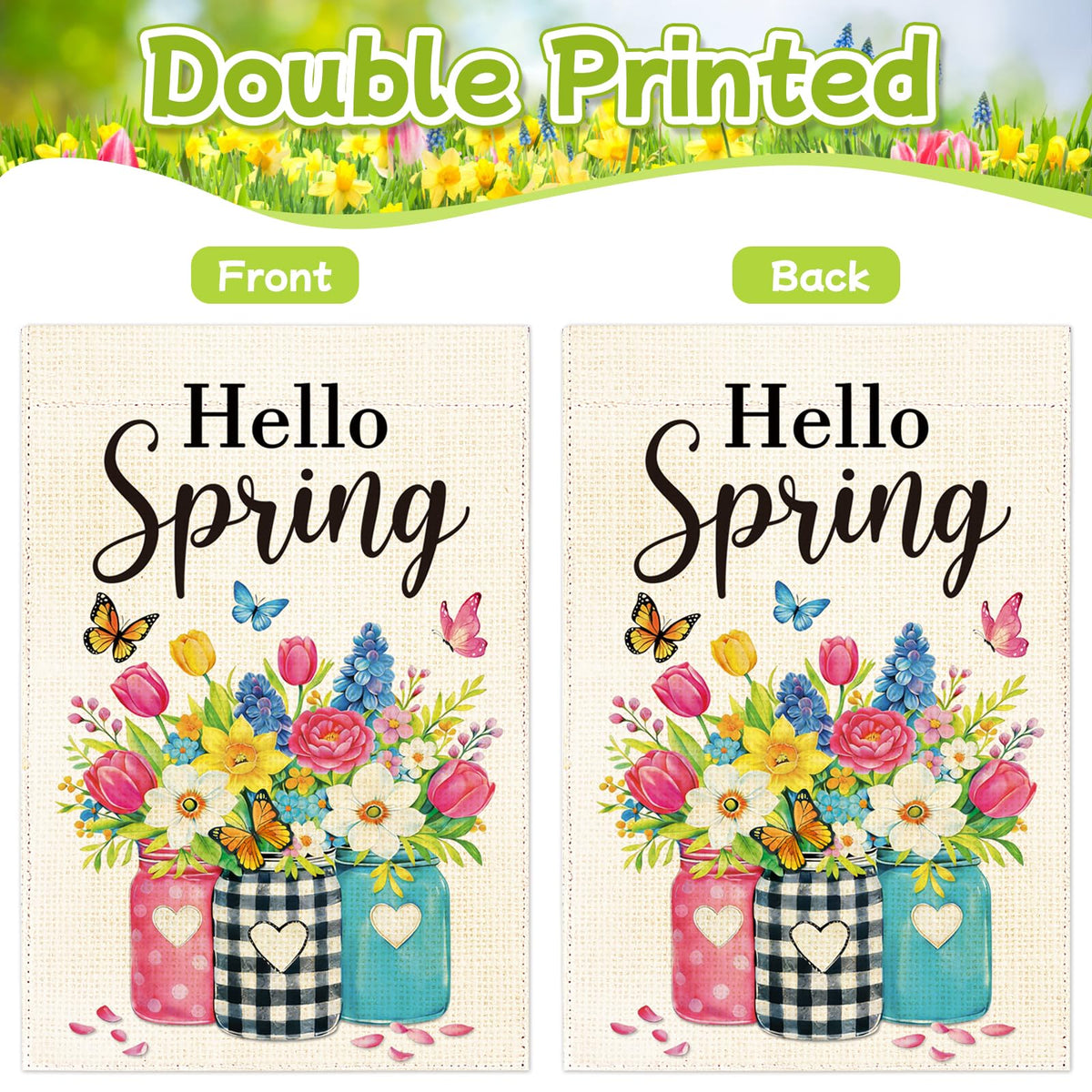 HEYINSHEN Spring floral mason jar artwork brightens yards from both sides