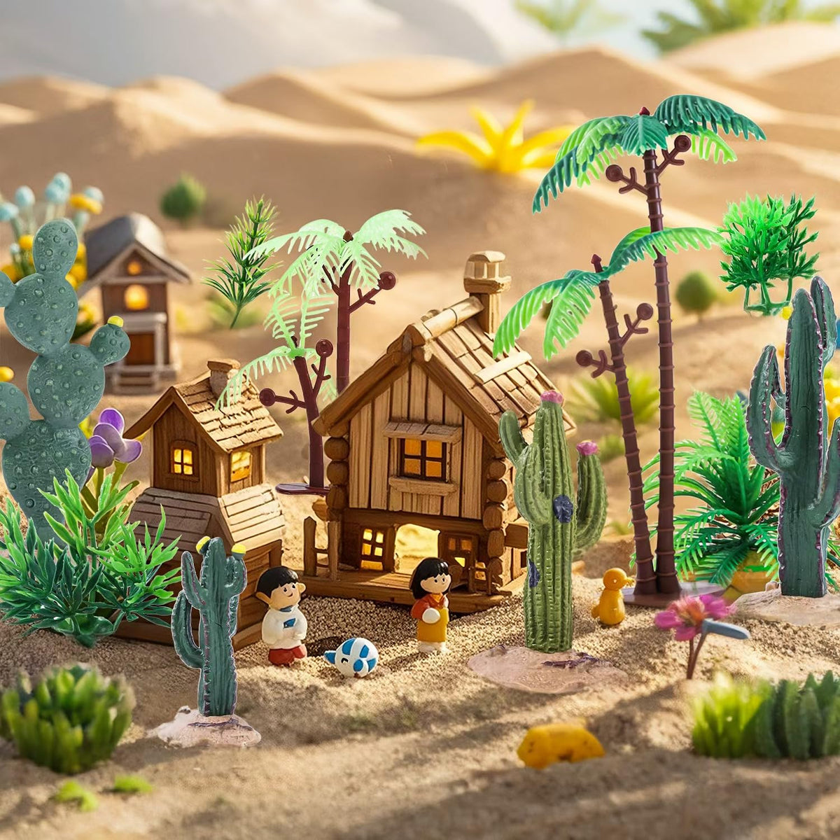 Heynsgu artificial grass figures 8pc diorama scene for lush micro habitats