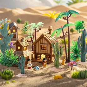 Heynsgu artificial grass figures 8pc diorama scene for lush micro habitats