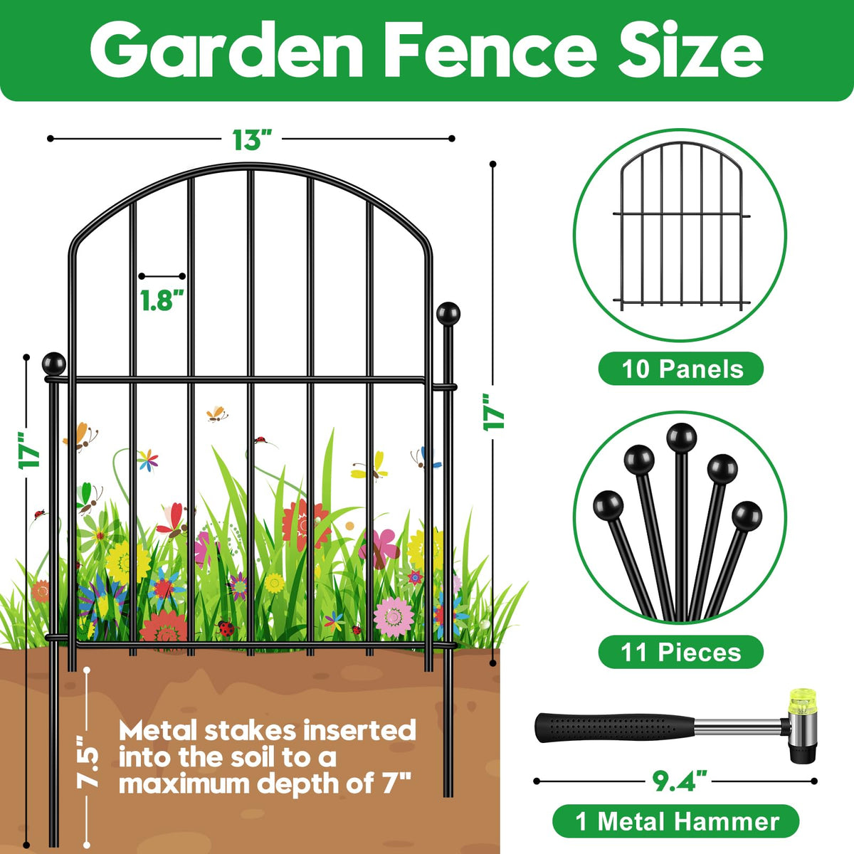 HEYRSUN rustproof metal fence panel offering durable yard containment.