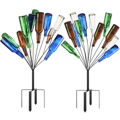 HEYTIMI 2-pack 12-branch wine bottle tree displays 36-inch outdoor bottle arrangement for decor
