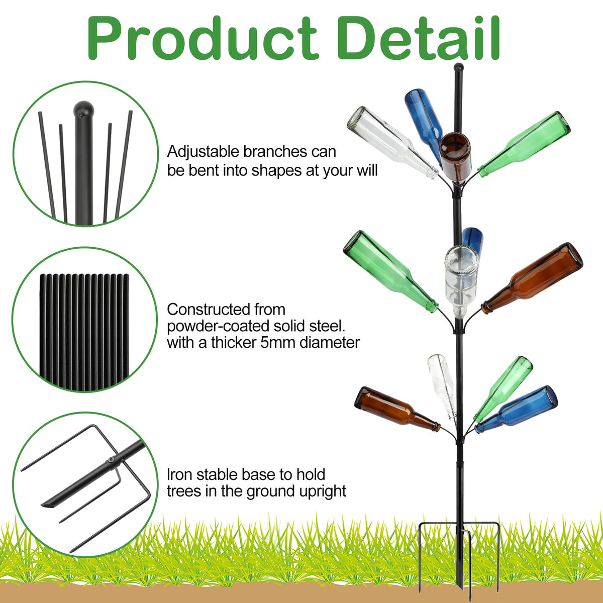 HEYTIMI 47-inch outdoor bottle tree ready to elevate yard decor and conversation