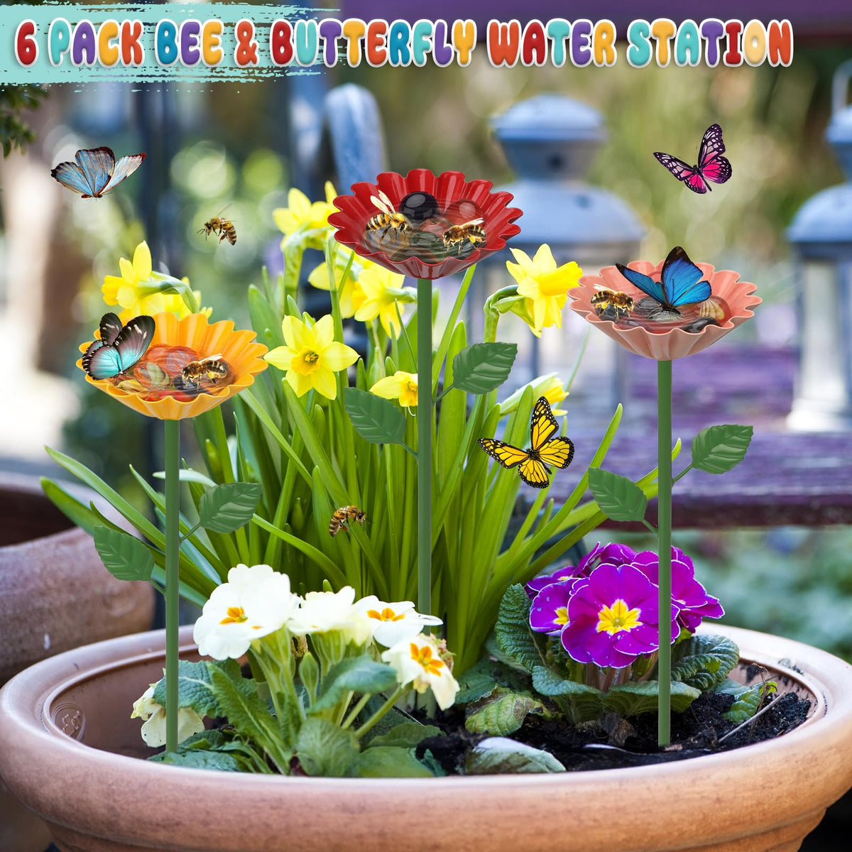 HEYTIMI flower bowl water source for bees and butterflies in your garden