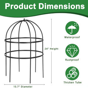 Heytimi bird cage trellis for perennials elevates blooms while keeping stems upright.