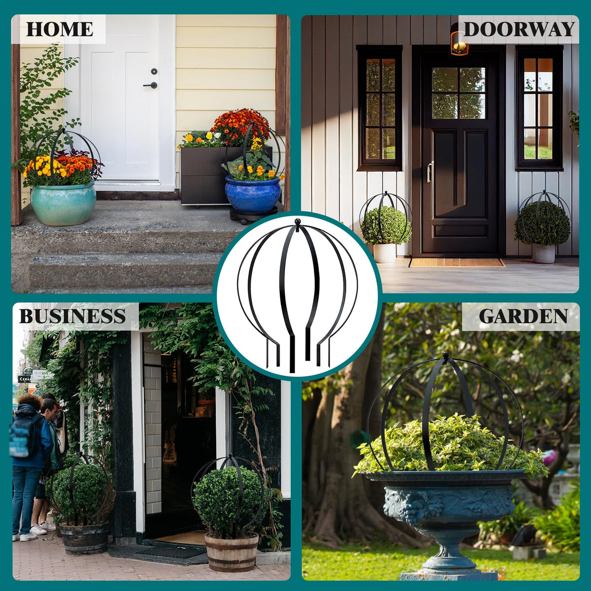 HEYTIMI decorative sphere trellis doubles as a year-round garden art piece.