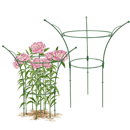 HEYTIMI green four-piece peony cage set supports blooms upright