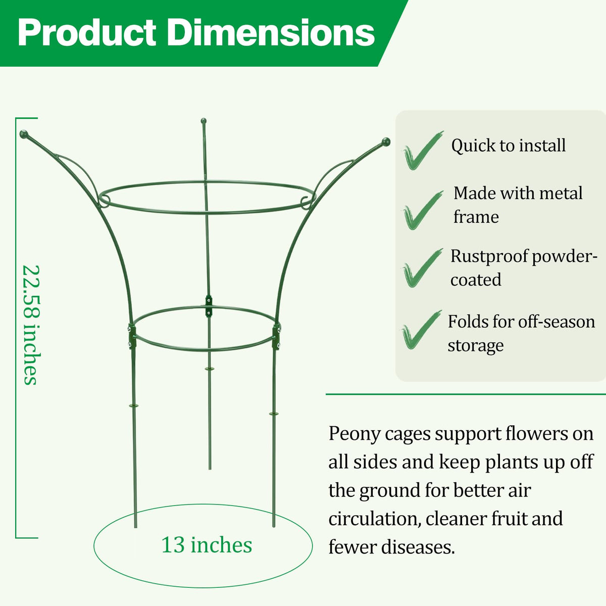 HEYTIMI tall plant support cage maintains rose height and bouquet shape
