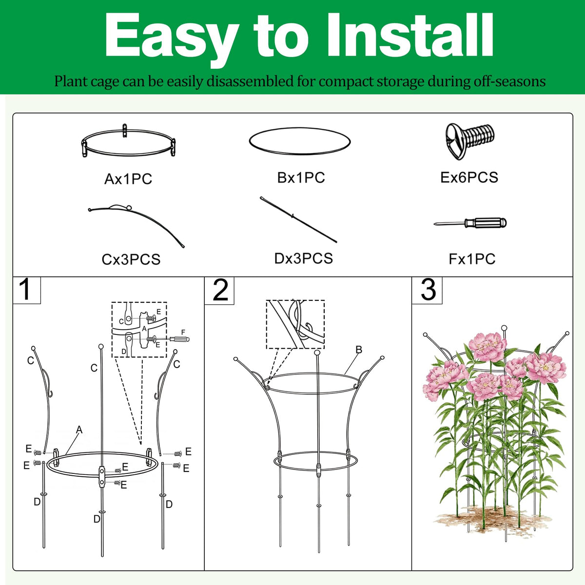 HEYTIMI rose and flower support frame keeps blooms neatly shaped