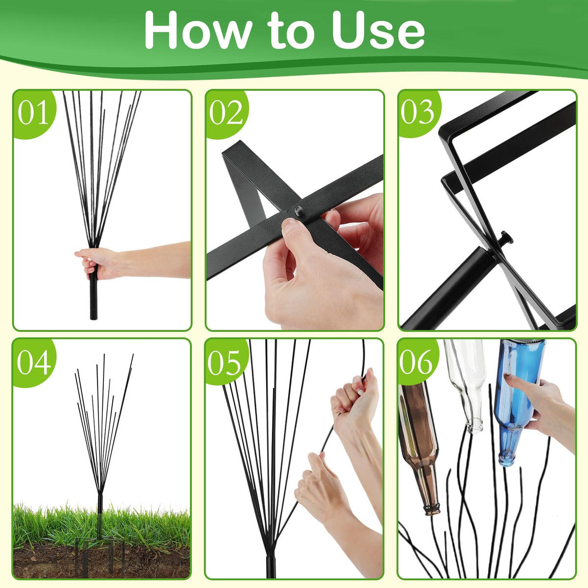 HEYTIMI rustproof outdoor bottle tree adds durable weather-ready elegance