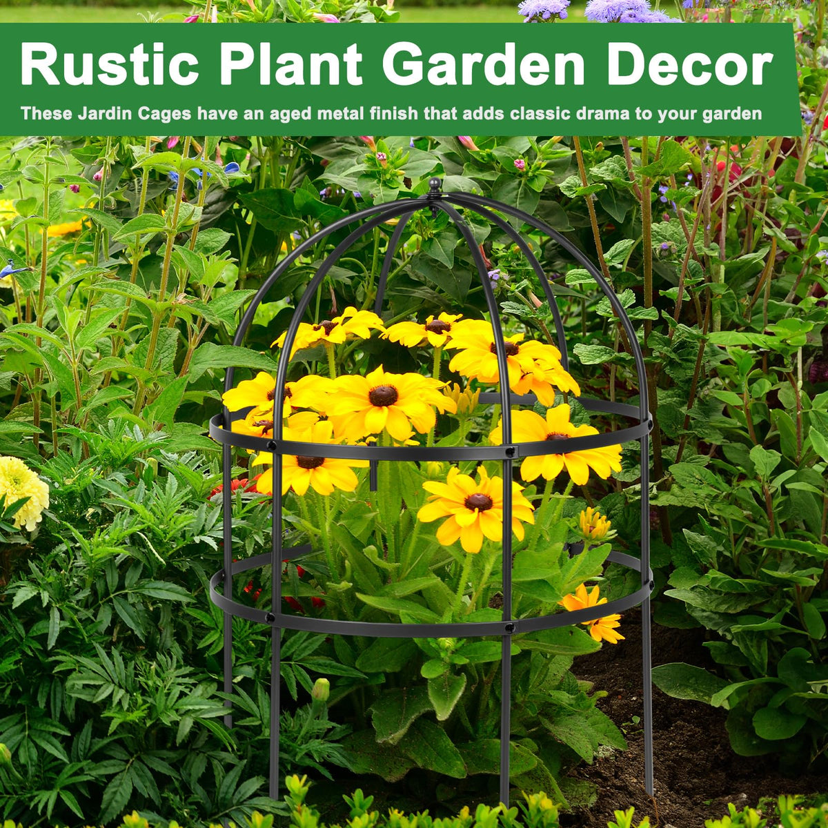Heytimi weather-resistant garden holder withstands outdoor conditions.