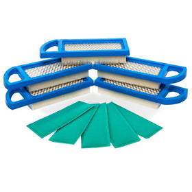 HEYZLASS air filter packaging shows five-pack for mower compatibility.