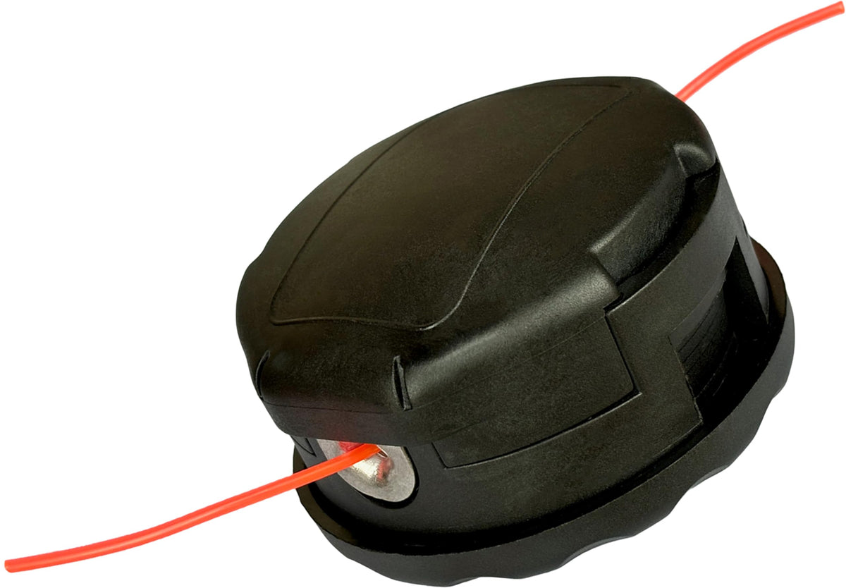 Heyzy trimmer head close-up shows durable metal and plastic construction.