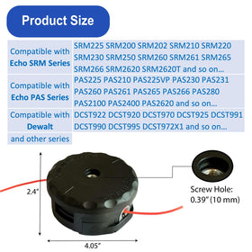 Heyzy trimmer head detail highlights durability for SRM2620 straight-shaft models.