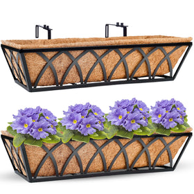 HFHOME 24-inch railing planter box assembly on a rail for quick planting.