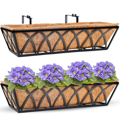 HFHOME 24-inch railing planter box assembly on a rail for quick planting.