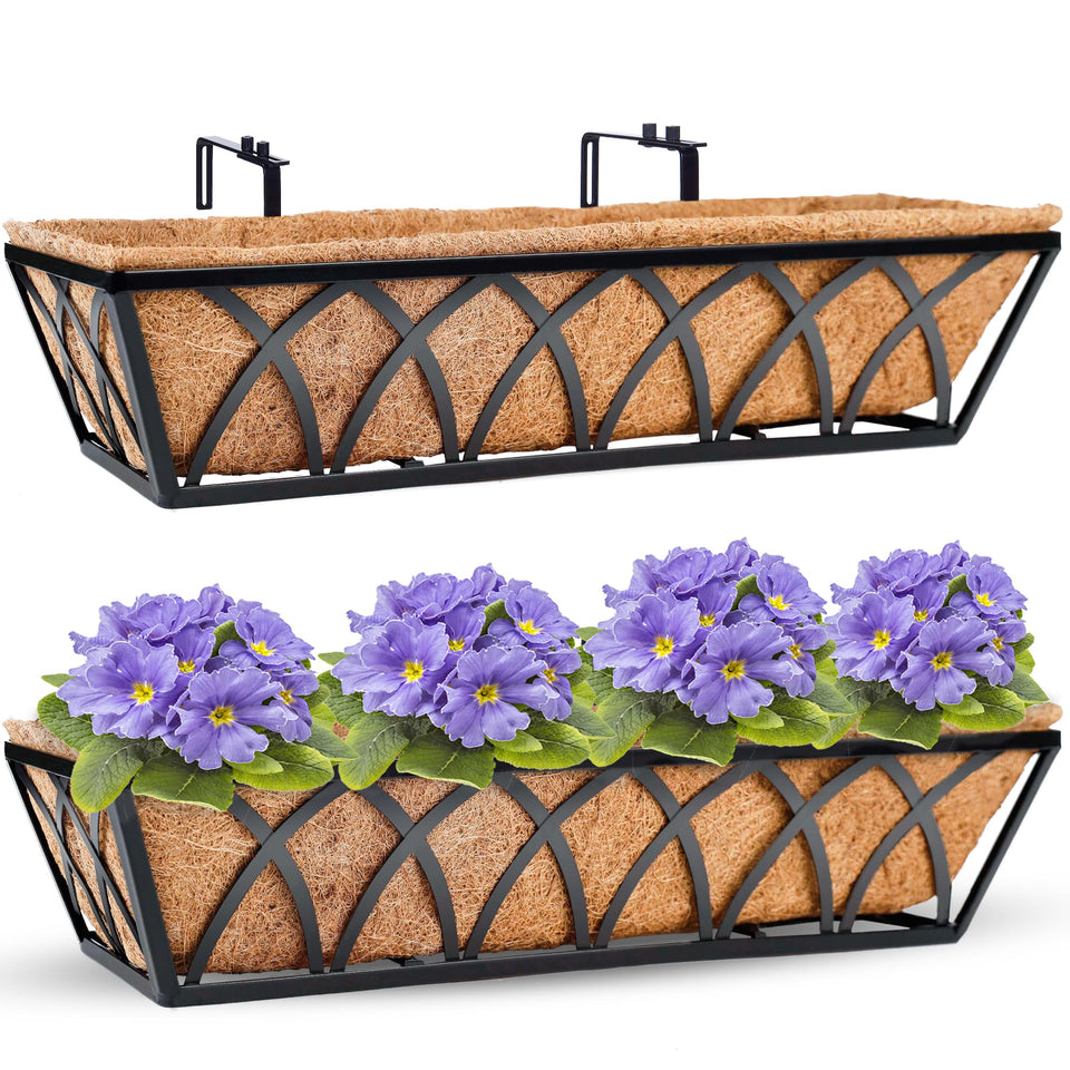 HFHOME 24-inch railing planter box assembly on a rail for quick planting.