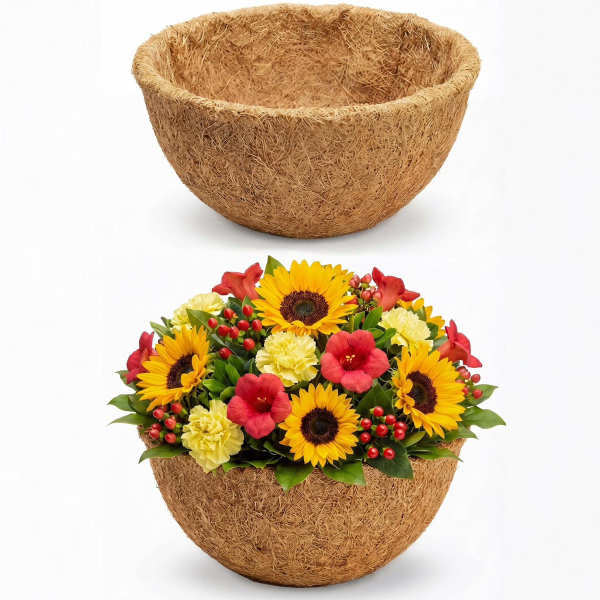 HFHOME 2-pack 10-inch coco liners, close-up, for improved drainage.