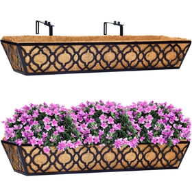 HFHOME 30-inch deck railing planter left view shows sturdy frame