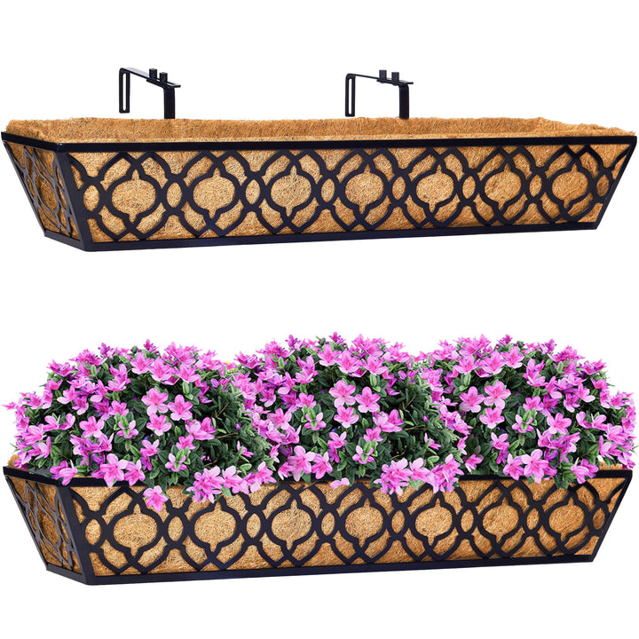 HFHOME 30-inch deck railing planter left view shows sturdy frame