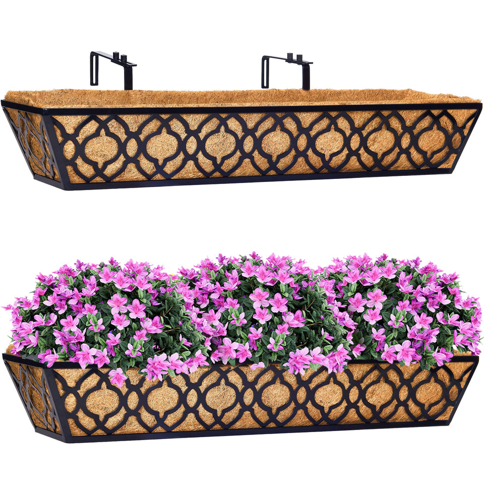 HFHOME 30-inch deck railing planter left view shows sturdy frame