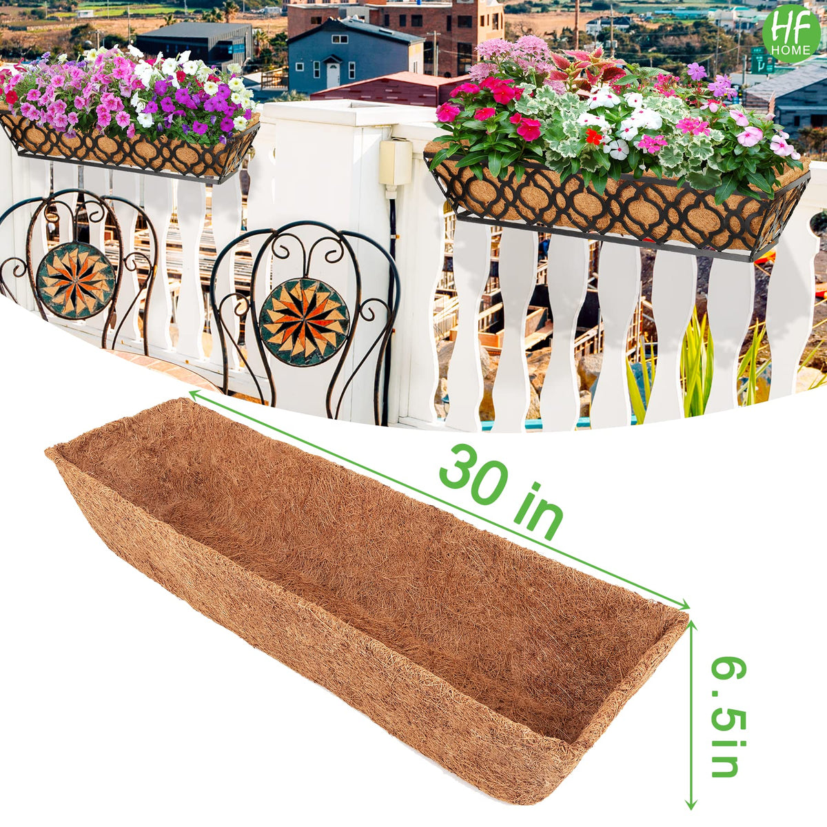 HFHOME natural brown coco fiber liner illustrates natural material and 30-inch fit.