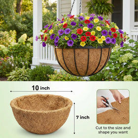 HFHOME round coco liner 10in, inside view, promotes airflow.