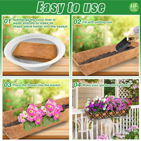 HFHOME window box liner closeup shows coco fiber texture and precise fit.