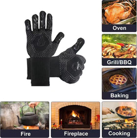 HFLYJPYW grill mitts extend wrist protection during hot cooking.