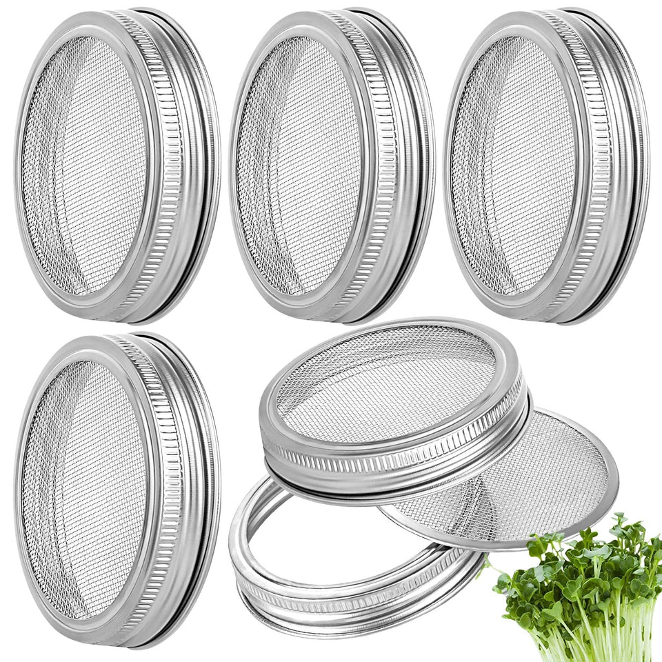 HFXXAD sprouting lid wide-mouth jar shown on kitchen counter for fresh sprouts at home