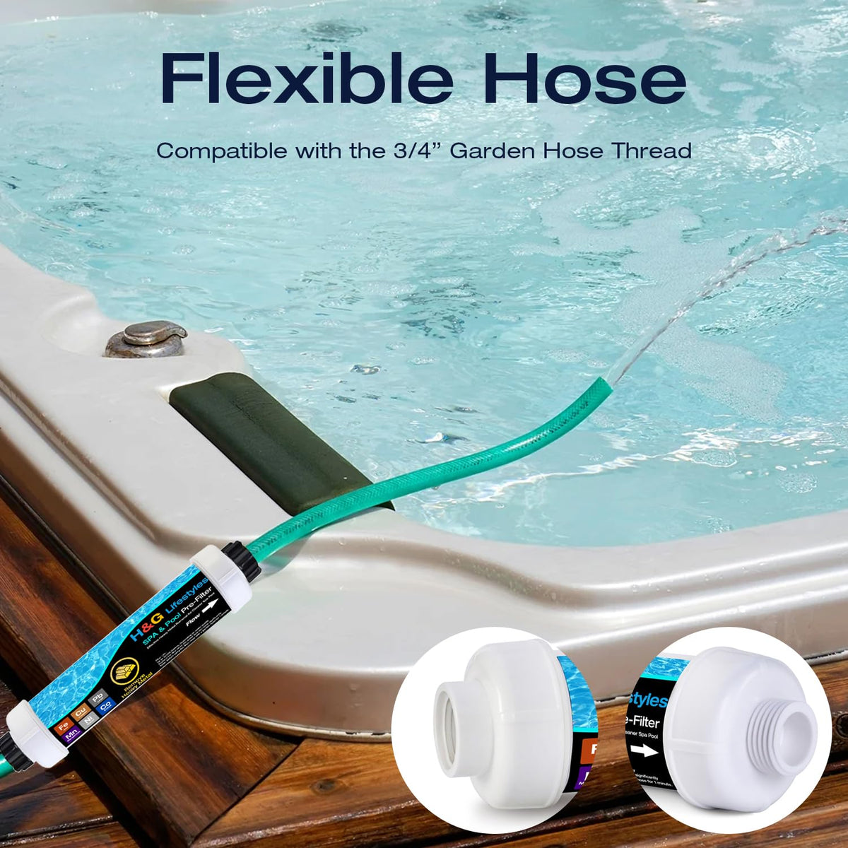 H&G Lifestyles iron filter hose connection with universal 3/4 inch threading