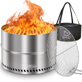 HGD smokeless firepit with grill setup enables clean outdoor cooking.