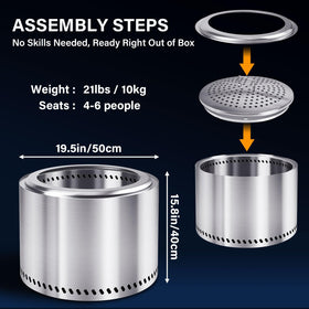 HGD 20-Inch Smokeless Fire Pit ash pan close-up highlights easy ash removal.