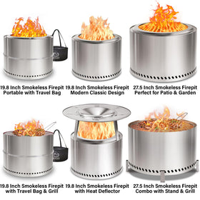 HGD 20-Inch Smokeless Fire Pit side view highlights compact footprint for small yards.