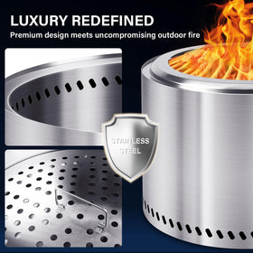 HGD 20-Inch Smokeless Fire Pit durability during use with wood logs.