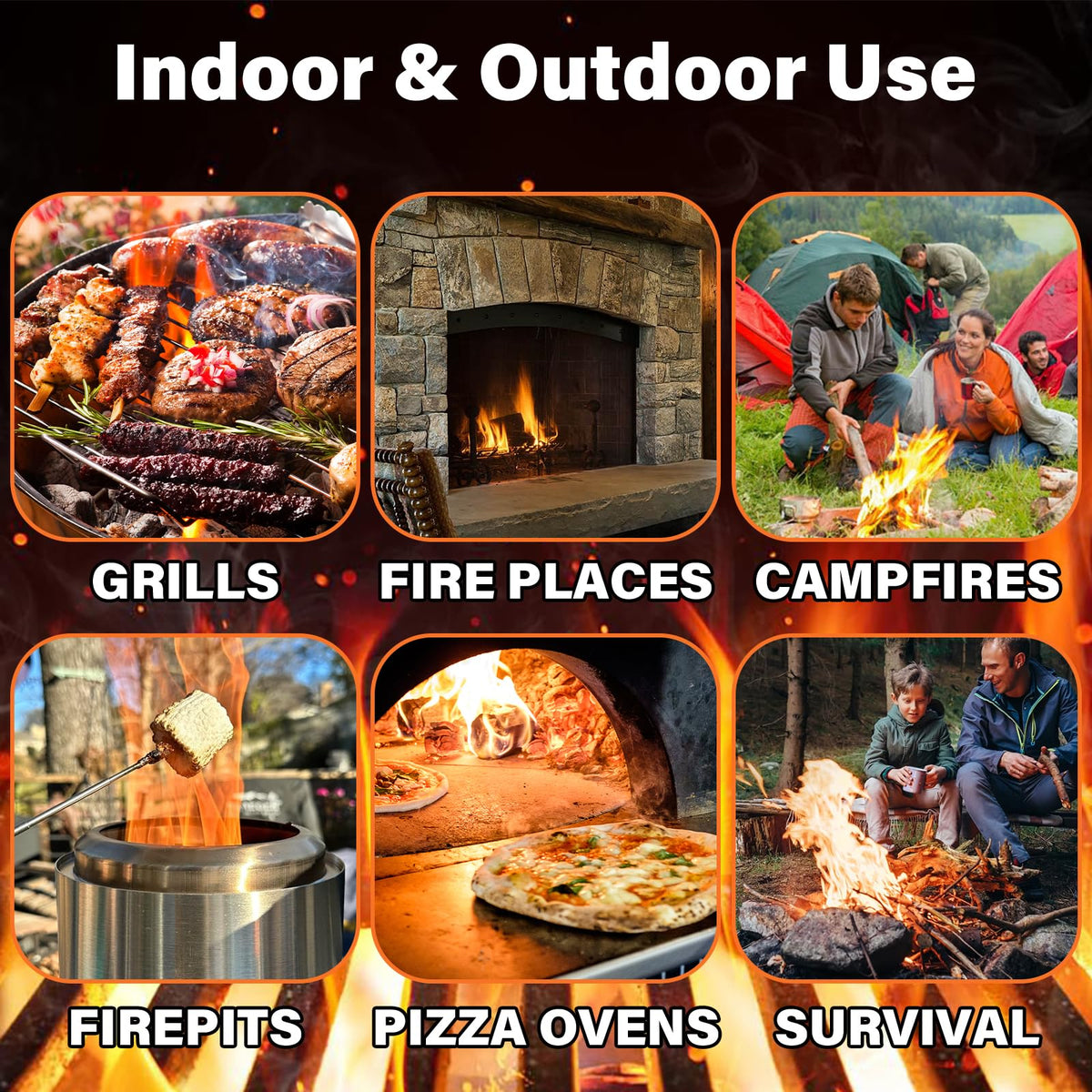 Pizza oven preheating with HGD starters for fast, even heat.