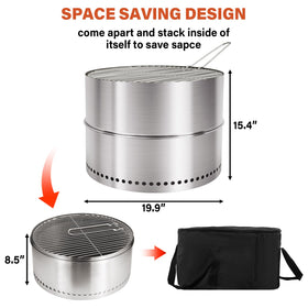 HGD stainless steel 20-inch smokeless firepit showcases durable construction