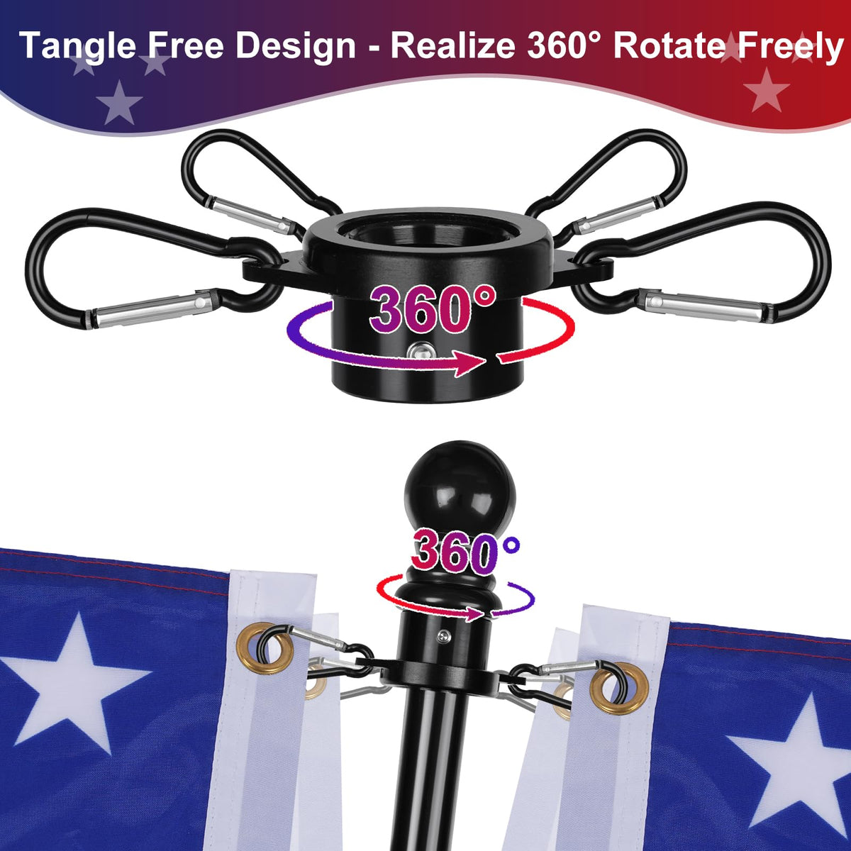 HPGOED adjustable-diameter flagpole ring fits 1-1.25 inch poles.