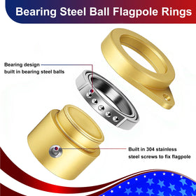 HPGOED flagpole rings with 360-degree rotation for smooth movement in wind