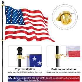 HPGOED aluminum hooks and stainless screws resist wear for longer flag life