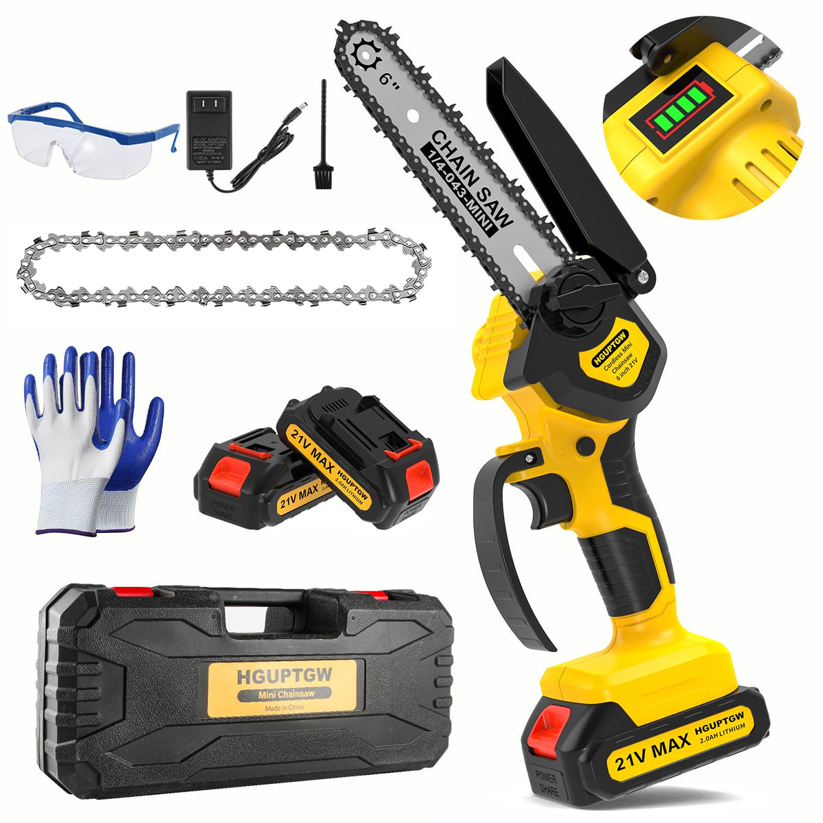 Hguptgw 6-inch mini cordless chainsaw cuts small logs with ease