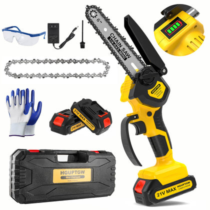 Hguptgw 6-inch mini cordless chainsaw cuts small logs with ease