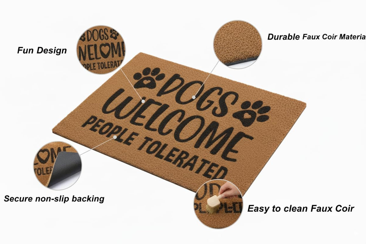 HH Family cat-meowdy cowboy design doormat, whimsical and inviting.