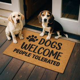 HH Family faux coir doormat, no shedding, ideal outside.
