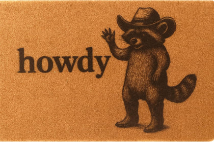 HH Family Howdy-1 cowboy-cat Meowdy design welcomes guests with playful charm.