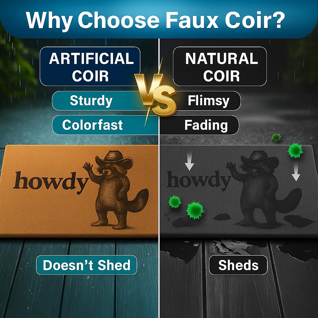 HH Family Howdy-1 faux-coir texture mimics natural look without shedding.