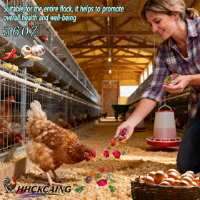 HHCkcaing lavender calendula and garlic blend in coop reduces stress and promotes vibrant plumage.