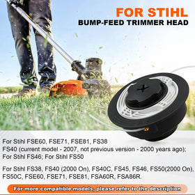 HHLZDHH C6-2 trimmer head on FS40 showing quick-load mechanism for faster setup